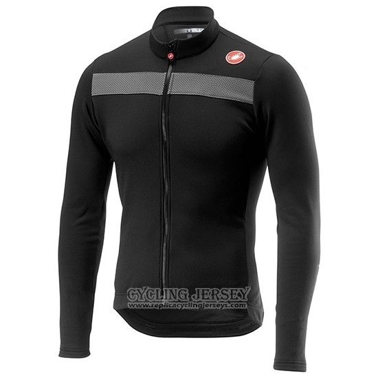 2019 Cycling Jersey Castelli Puro 3 Gray Black Long Sleeve And Bib Tight
